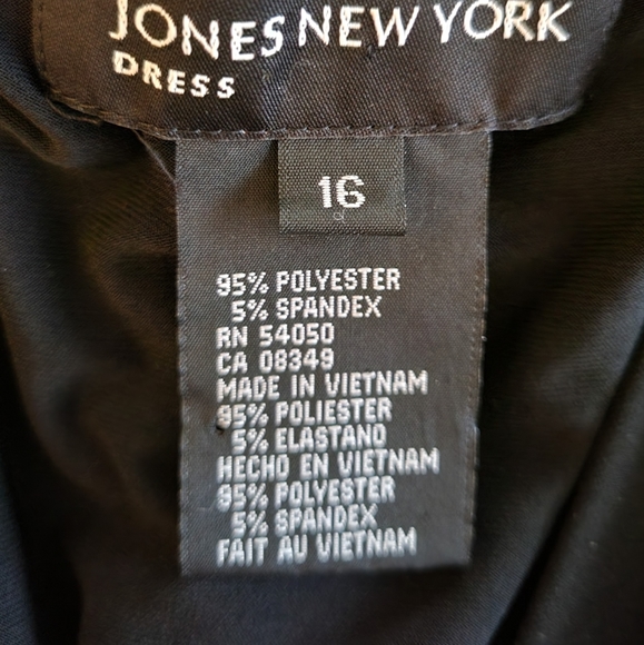 Vintage Jones New York Size 16 Black Long Sleeve Dress - Picture 9 of 9
